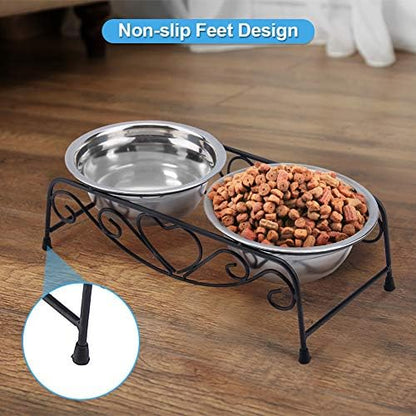 Ejoyous Pet Bowl Double Cat Dog Waterer Bowls Elevated Water Food Feeder - Image 4