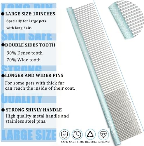 10inches Large Dog Metal Grooming Combs for Shedding Matted Hair. - Image 4