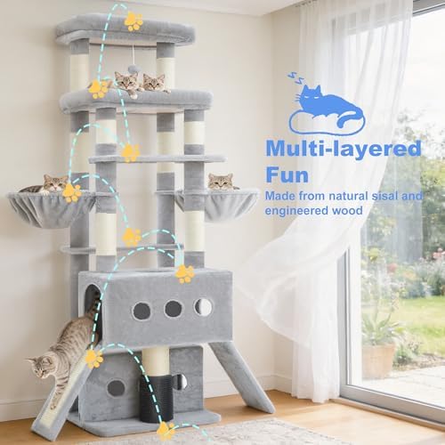Hey-brother Cat Tree Tower with Multi-Level Platforms, Cozy Condos, MPJ085W - Image 6