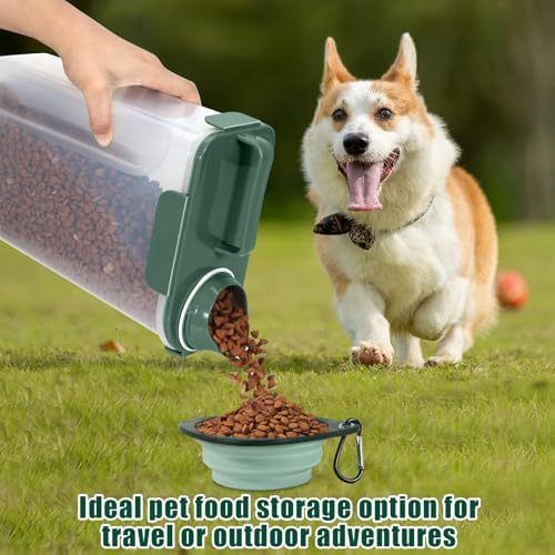 5 Lbs Pet Dog Food Storage Container for Bird Seed Rice Flour - Dark Green - Image 2