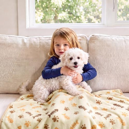 Luciphia 1 Pack 3 Blankets, Cute Cat Printed Fluffy Fleece Pet Blanket for Dogs Cats Washable, Warm Soft Throw Cover for Crate Couch, Gifts Puppy Essentials, White/Grey/Khaki, Large (41x31 inch) - Image 4