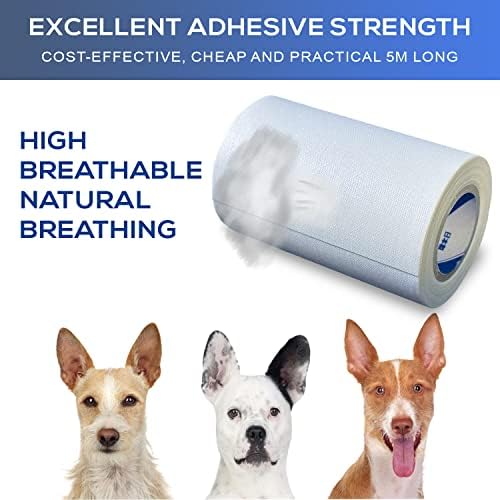 Ear Tape for Dogs 1 Pack with Dog Ear Cleaner Cotton Swabs, Self Adhesive Cotton Tape for Dog Ear Protection and Support, Ear Care Set for Dogs (3.0 inch (75 mm)) - Image 4