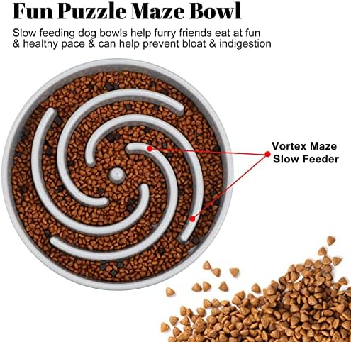 Slow Feeder Large Dog Bowls for Large Medium Dog Non Slip Maze Puzzle Bowl Pet Slower Food Feeding Dishes Interactive Bloat Stop Dog Bowl Preventing Choking Healthy Dog Bowl, Light Gray - Image 2