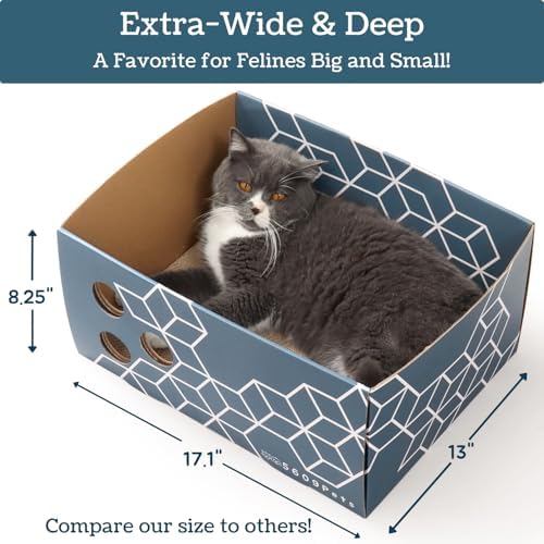 No-Mess Cat Scratcher Box + 3 Refillable Double-Sided Scratch Pads - Image 6