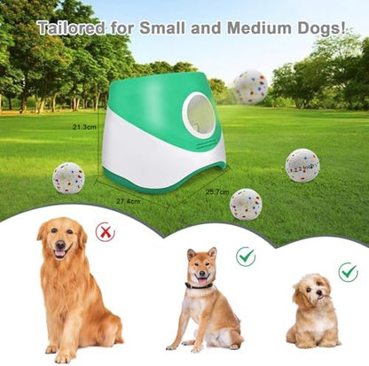 Automatic Dog Ball Launcher for Small to Medium Dogs, 2.2 Inch ETPU Dog Ball Thrower, 3 Distance Adjustable 19-39 Ft Interactive Dog Toy, Mental Stimulating Puppy Toy with 4 ETPU Balls (Green) - Image 4