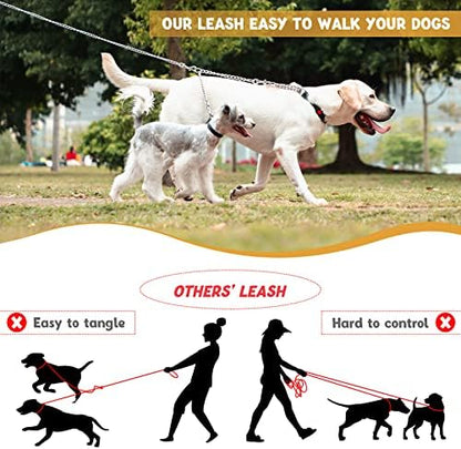 PETTOM Heavy Duty 2 Way Dog Lead Metal Chain Double Pet Clip Leash Coupler 360° Swivel No Tangle Dog Walking & Training Lead (M 3.5mm*60cm, Silver) - Image 4