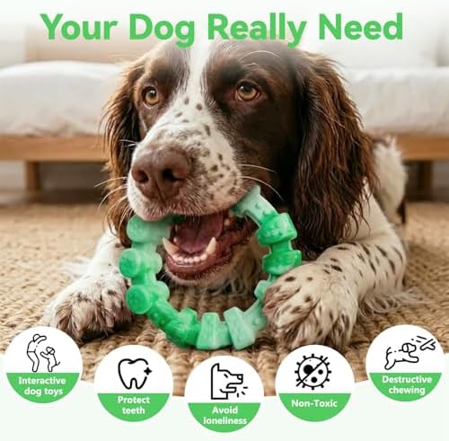 BoYoYo 2 Pack Dog Toys for Aggressive Chewers, Indestructible Dog Toys for Large Breed, Durable Chew Toy for Dogs to Keep Them Busy, Ring Toy for Trainging & Cleaning Teeth, Milk Flavored - Image 2