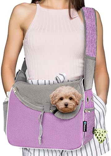 PetAmi Dog Sling Carrier Small Dogs, Hands Free Crossbody Carrier, Purple by PetAmi