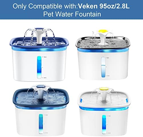 （16 Pieces） 8 Pack Replacement Filters & 8 Pack Replacement Pre-Filter Sponges for Veken 95oz/2.8L Bellflower Pet Fountain Cat Water Fountain Dog Water Dispenser - Image 2