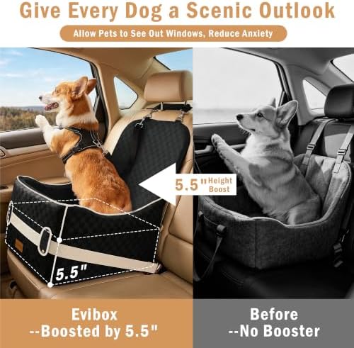 Dog Car Seats for Small Dogs, 5.5" Elevated Pet Booster with Seat Belt Loop - Image 5