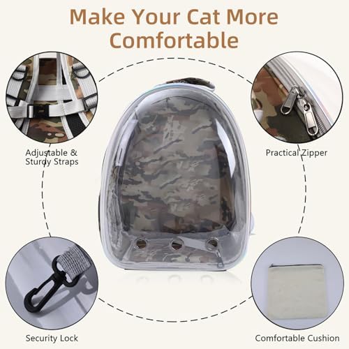 Expandable Cat Carrier Backpack with Bubble Window, Camo - Image 4