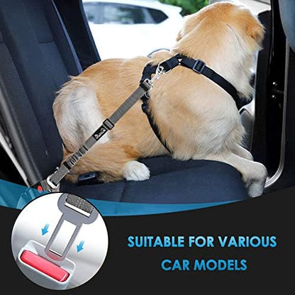 SlowTon Dog Seat Belt for Car, 2 Pack Dog Car Harness Seatbelt with Bungee - Image 3