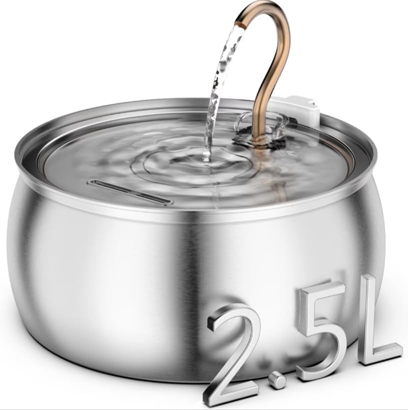 Casfuy PWS-161 Stainless Steel Swan-Neck Copper Spout Dog & Cat Water Fountain, 85-oz by casfuy