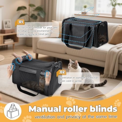 YUDODO 25lbs Cat Carrier Lightproof Soft Sided Pet Carrier for Large Cat - Image 2