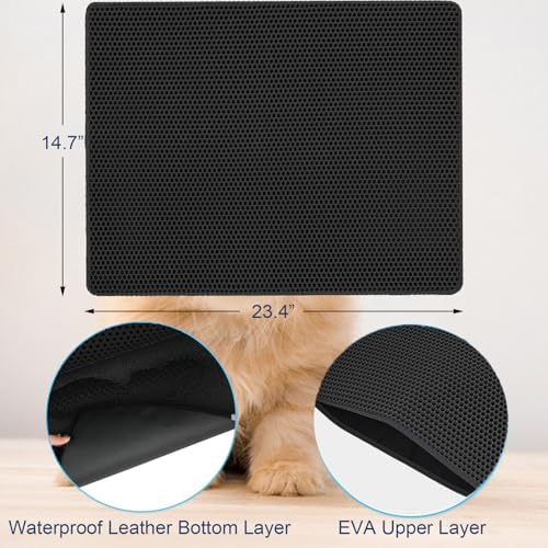 Ultra-Soft Cat Litter Mat 23.4"x14.7" Urine-Proof Non-Slip Black - Image 2