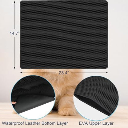 Ultra-Soft Cat Litter Mat 23.4"x14.7" Urine-Proof Non-Slip Black - Image 2