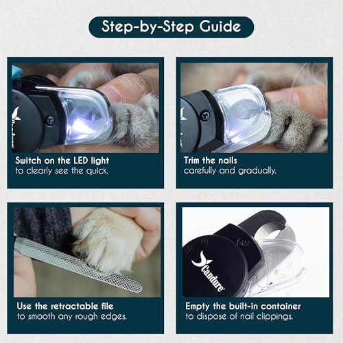 Candure LED Dog Nail Clippers with Light - Pet Nail Clippers with Light for Dogs & Cats, Sharp Stainless Steel Blades for Thick Nails, Safe Grooming Trimmer with Nail File (Sky Blue) - Image 3