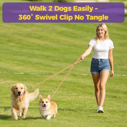 Hands-Free Double Dog Leash 2-in-1 Convertible for Walking & Jogging Orange - Image 4