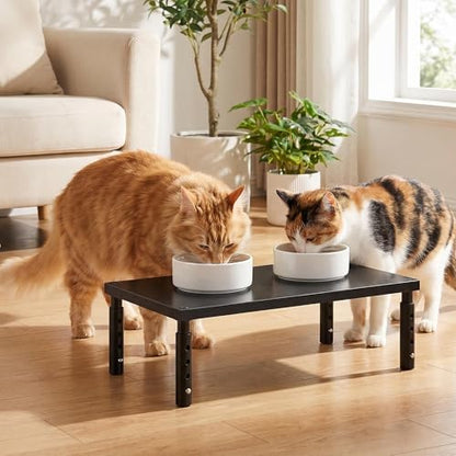 OPNICE Adjustable Cat Food Stand, Elevated Cat Feeder Stand with 4 Height Settings, Automatic Cat Feeder & Tradition Bowls, Raised Pet Feeding Table Station for Cats & Small Dogs, Black 2-Pack - Image 5