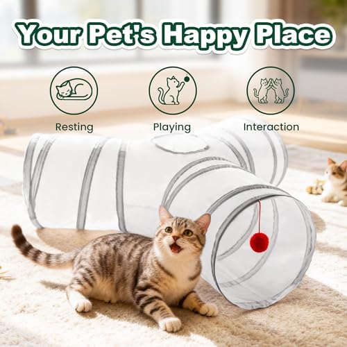 Love's cabin Cat Tunnel for Indoor Cats, 3-Way Collapsible Play Tunnel - Image 3