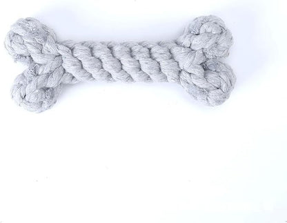 Dog Rope Toys Set with Bone-Shaped Chew Toy, Durable Cotton Rope Toys for Teething, Training, and Interactive Play for Small to Medium Dogs (Gray)