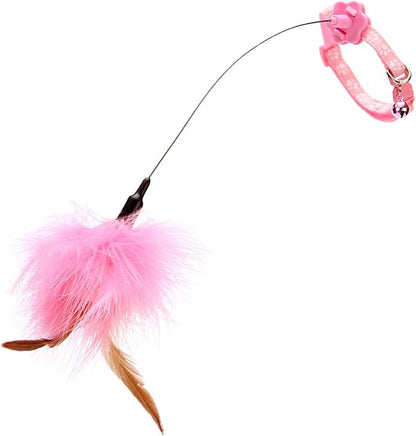 Cat Feather Toy with Collar - Indoor Amusing Teaser Self-Teasing Toy