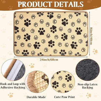 2 Pcs Cat Scratcher Mat Natural Sisal Rug with Cute Paw Print Cat Scratch Scratching Pad Protector for Indoor Floor Wall Couch Furniture with Self-Adhesive Tape 24 x 16 Inch - Image 5