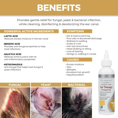 Veterinary Formula Clinical Care Ear Therapy for Dogs & Cats and Antiparasitic & Antiseborrheic Medicated Dog Shampoo Bundle - Image 4