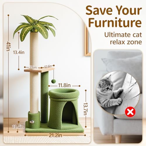 41" Cat Tree Tower Condo Scratch Post Stand for Indoor Small Cats - Image 6