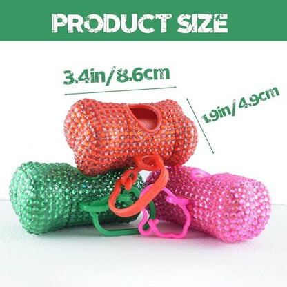 Bling Dog Poop Pickup Bag Dispenser Holder Pet Waste Disposal Bag Pet Trash Bags Holder Bone Shaped Green - Image 2