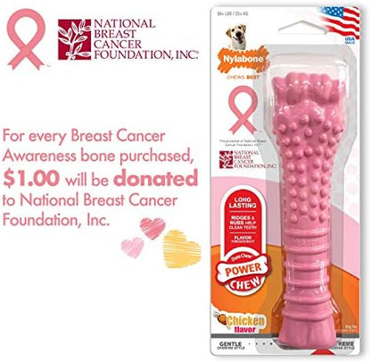 Nylabone Power Chew Breast Cancer Awareness Femur Bone Chew Toy for Dogs, Indestructible Dog Toys for Aggressive Chewers, Chicken Flavor, X-Large/Souper (1 Count) (Pack of 2) - Image 3