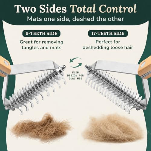 Dematting Comb for Cats and Dogs - Mat Remover - Deshedding Undercoat Rake - Image 6