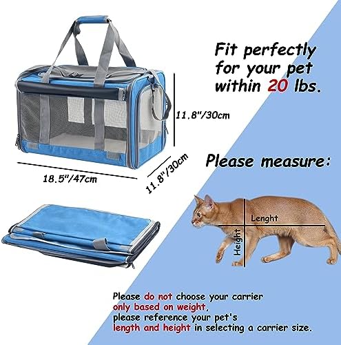 Large Cat Carriers Dog Soft Sided Carriers Cat Soft Sided Carriers Airline Approved Kitten Carrier Reptile Carrier Squirrel Carrier Guinea Pig Carrier(Large_Blue) - Image 7
