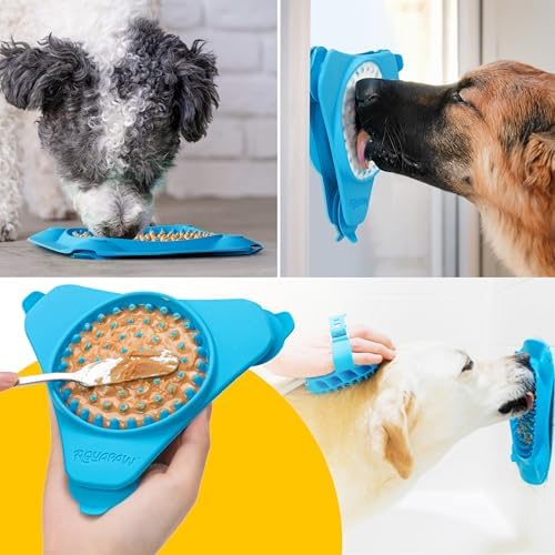 Aquapaw Silicone Dog Lick Mat - Suction Cup Slow Feeder Pad - Calming Bath Time Aid & Dog Grooming - Stress Relief & Pet Enrichment - Pack of 2 - XL & Small, Blue - Image 4