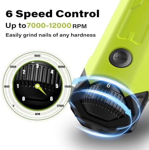 Casfuy 6-Speed Dog Nail Grinder - Newest Enhanced Pet Nail Grinder Super Quiet Rechargeable Electric Dog Nail Trimmer Painless Paws Grooming & Smoothing Tool for Large Medium Small Dogs (Green) - Image 2