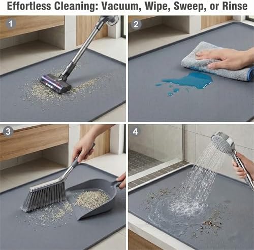 XL Cat Litter Mat: Premium Silicone Waterproof Litter Box Mat with 0.63" High Raised Edges - Non-Slip, Easy to Clean, Soft on Paws Floor Protector for Scatter Control - Image 4