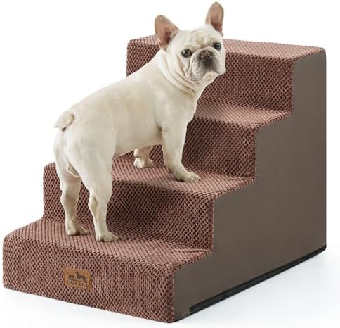 COZY KISS Dog Stairs for Small Dogs, 4 Step Pet Stairs for Beds & Couches by COZYKISS