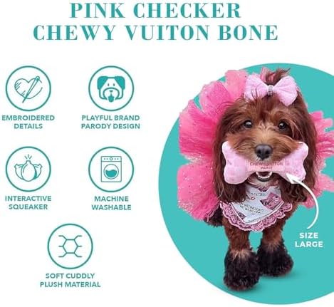 Haute Diggity Dog Chewy Vuiton Bone Plush Dog Toy, Designer Parody Toy - Image 4