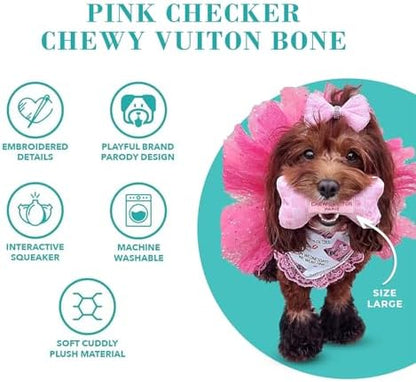 Haute Diggity Dog Chewy Vuiton Bone Plush Dog Toy, Designer Parody Toy - Image 4