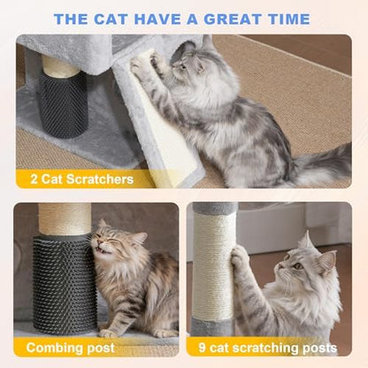 Hey-brother Cat Tree Tower with Multi-Level Platforms, Cozy Condos, MPJ085W - Image 5