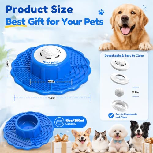 Slow Feeder Dog Bowls with Lick Mat & Rolling Lick Ball, Enrichment Toys - Image 6