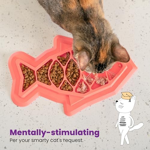 Catstages Fishie Fun Feed Mat – Non-Slip Slow Feeder Mat for Cats with Catnip, Crinkle Sounds & Engaging Play, ½ Cup Food Capacity, Pink - Image 6