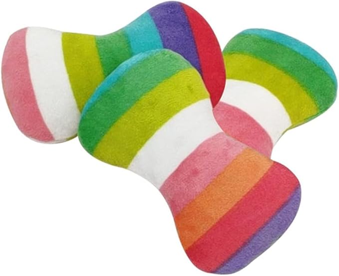 2 Pcs Colourful Dog Plush Vocal Toy Rainbow Dog Bone-Shape Chewing Toy Pet Supplies for Pet Playing Use Adorable Quality and Practical Attractive and Professional Dogs Chew Toys，Dogs Toys