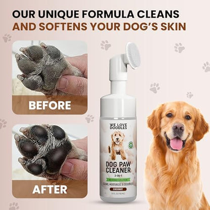 Dog Paw Cleaner, No-Rinse, 3-in-1 Silicone Bristle Brush, Coconut, 5 oz - Image 5