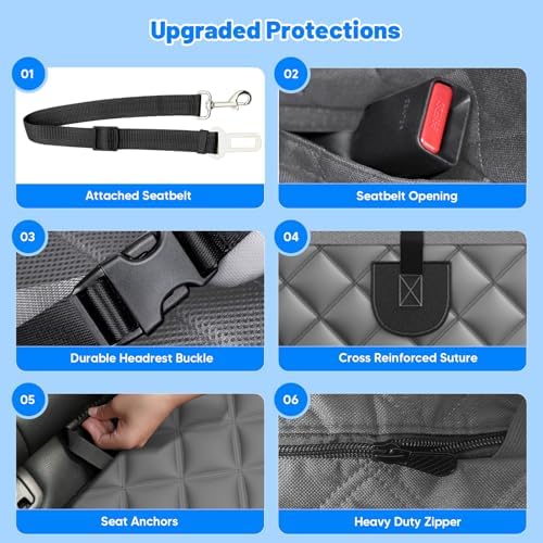 Dog Car Seat Cover for Back Seat,Hard Bottom Hammock Hold 400lbs For Cars - Image 7