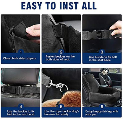 Dog Car Seat Pet Booster Seat Pet Travel Safety Car Seat,The Dog seat Made of Materials is Safe and Comfortable, and can be Disassembled for Easy Cleaning (Gray) - Image 6