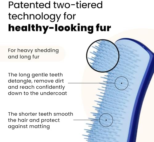 Pet Teezer De-Shedding Dog Brush for Short Hair Breeds, Small, Navy & Blue - Image 2