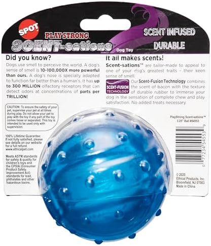 SPOT Play Strong Scent-sations Ball - Scent-Infused, Strong, Durable TPR Rubber, Heavy Duty Dog Toys for Aggressive Chewers up to 45lbs, Perfect for Puppies & Medium Breeds, 3.25in, Bacon Flavored - Image 4