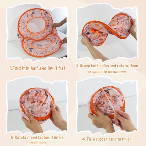 Andiker Small Cat Tents for Indoor Cats, Summer Fruit Patten 15" Foldable Cat Tube with 1 Plush Ball and 3 Holes Kitten Hide-and-Seek Toy to Relieve Boredom Also for Kitten Rabbits (Orange) - Image 4