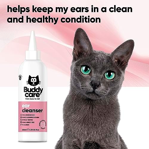 Cat Ear Cleanser by Buddycare | Soothing Ear Cleaning Solution for Cats with Easy-To-Use Applicator | Naturally Derived Ingredients With Aloe (200ml) Remove Dirt & Excess Moisture from your Cat's Ears - Image 3